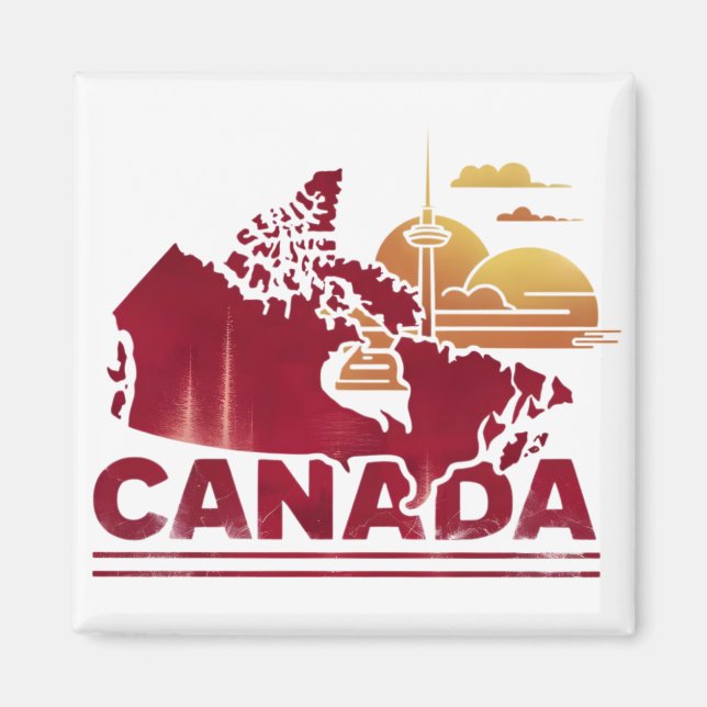 Vintage Canada Travel Country Map Maple Leaf Magnet (Front)