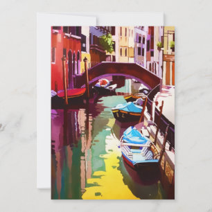 Vintage Canal Bridge Venice Travel Watercolor Holiday Card