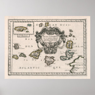 Vintage Canary Islands Map (1656) Poster
