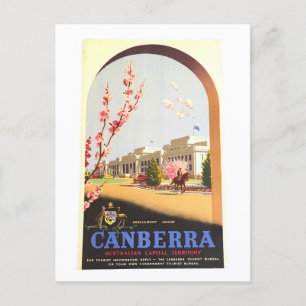 Vintage Canberra Australia Travel Poster Postcard