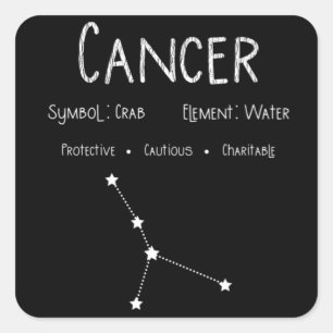 Vintage Cancer Star Sign Horoscope Birthday Gift Square Sticker