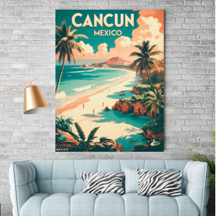 Vintage Cancun , Mexico - Retro Travel Poster