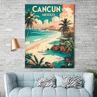 Vintage Cancun , Mexico - Retro Travel Poster