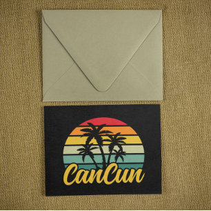 Vintage Cancun Mexico Sunset Travel Vacation Postcard