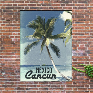 Vintage Cancun Mexico Travel Adventure Poster