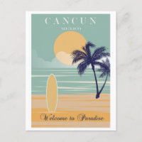 Vintage Cancun Mexico Tropical Beach Travel