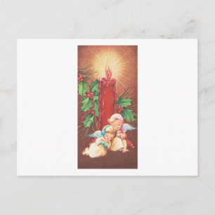 Vintage Candle Lit Angels Postcard