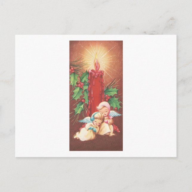 Vintage Candle Lit Angels Postcard (Front)