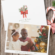 Vintage Candy Cane Bow Peace photo Christmas