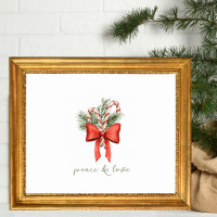 Vintage Candy Cane Bow Peace photo Christmas