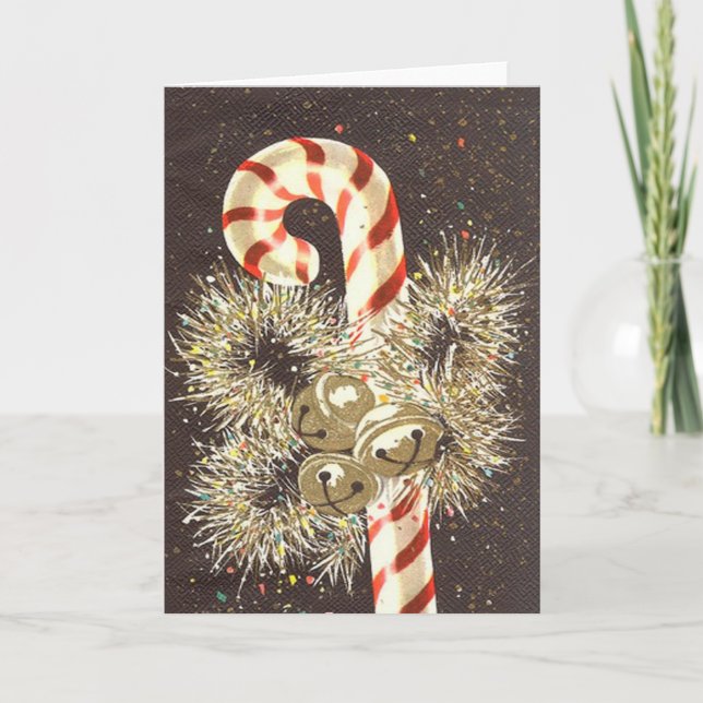 Vintage Candy Cane Christmas Card (Front)