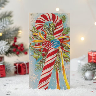 Vintage Candy Cane Christmas Custom Holiday Card