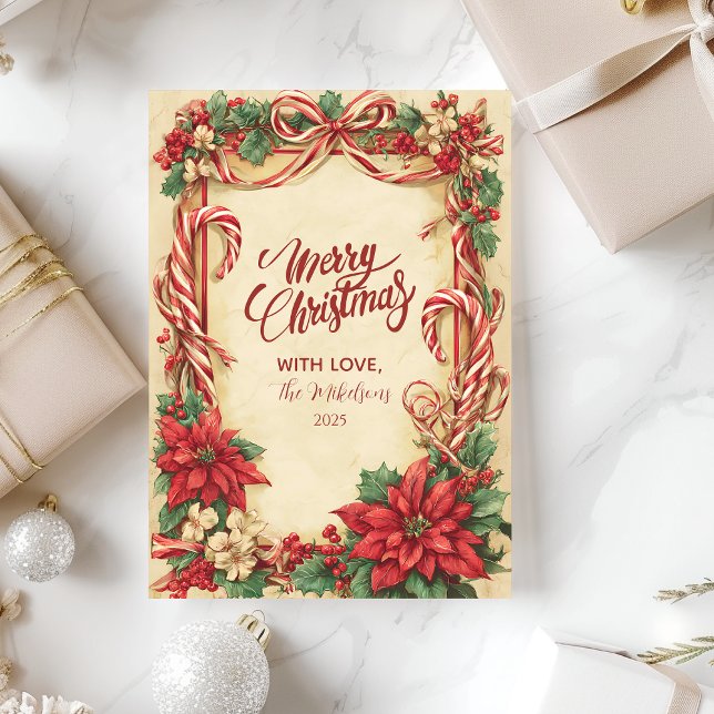 Vintage Candy Cane Christmas Holiday Card (Creator Uploaded)