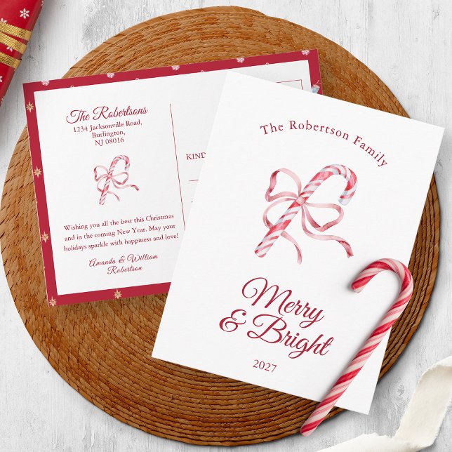 Vintage Candy Cane “Merry & Bright” Christmas Card (Creator Uploaded)