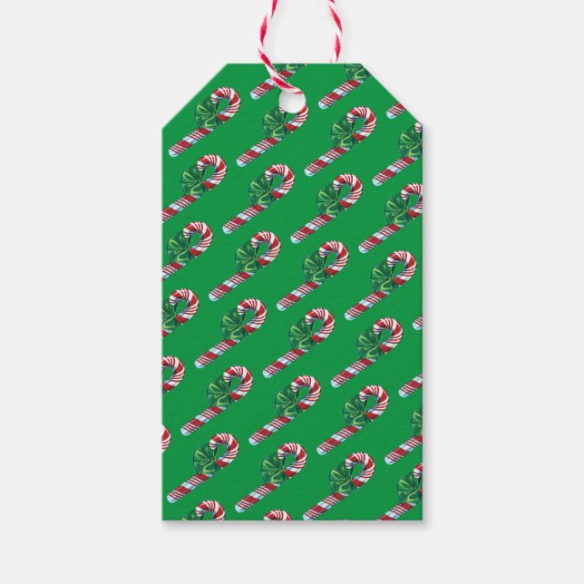 Vintage Candy Cane Wine Gift Tag (Front)