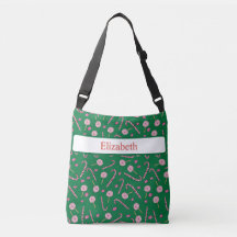 Vintage candy canes on green background pattern