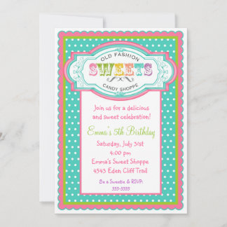 Vintage Candy Parlour Birthday Invitations