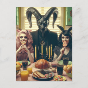 Vintage Candy Supper Occult Baphomet Postcard