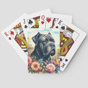 Vintage Cane Corso Dog Painting Playing Cards