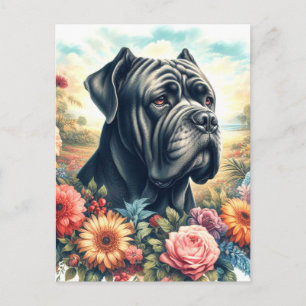 Vintage Cane Corso Dog Painting Postcard