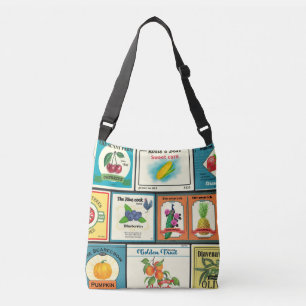 Vintage canned goods-Fruit labels Crossbody Bag