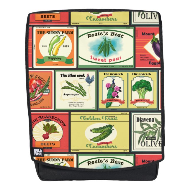 Vintage canned goods-Vegetables labels Backpack (Front)
