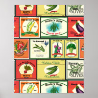Vintage canned goods-Vegetables labels