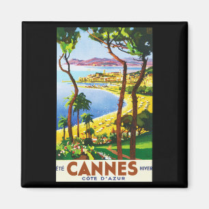 Vintage Cannes Cote D'Azur French Travel Poster Magnet