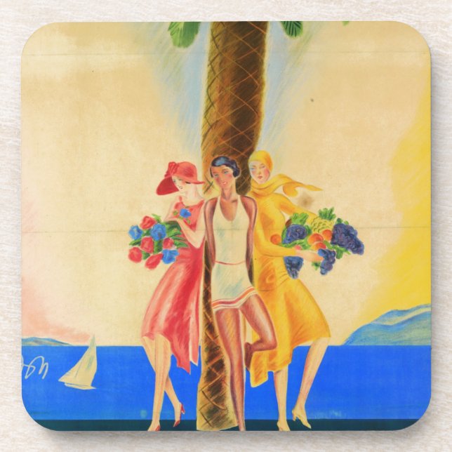 Vintage Cannes French Travel Coaster (Front)