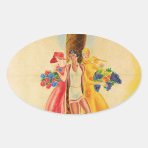 Vintage Cannes French Travel Oval Sticker