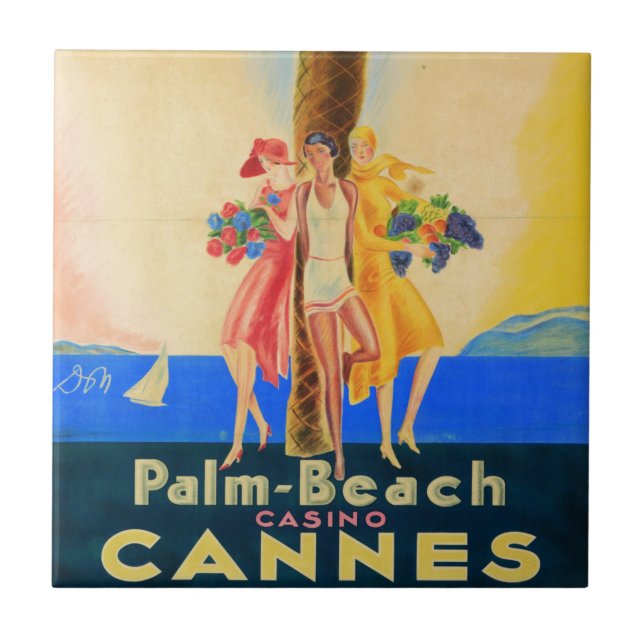 Vintage Cannes French Travel Tile (Front)