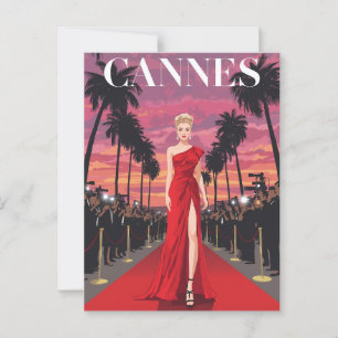Vintage Cannes Red Carpet Glamour Film Festival Postcard