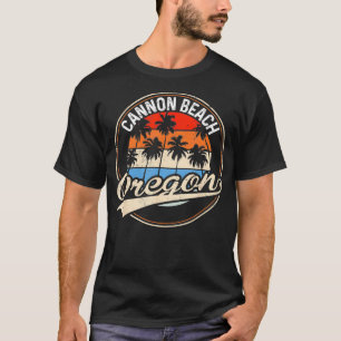Vintage Cannon Beach Oregon Palm Tree Beach  T-Shirt