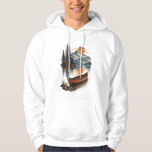 Vintage Canoe Beneath Mountain Sunset Hoodie