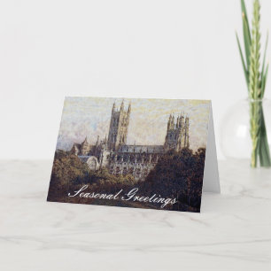 Vintage Canterbury Cathedral Print Christmas Card