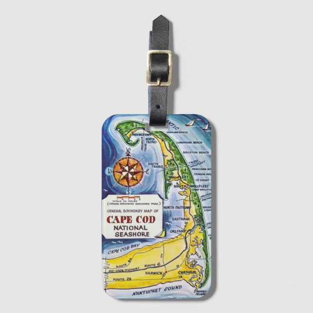 Vintage Cap Cod Seashore Luggage Tag (Front Vertical)