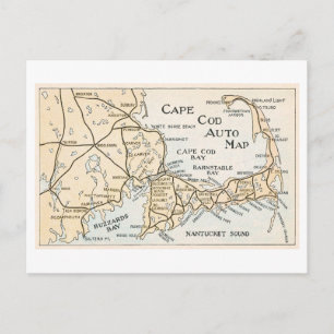 Vintage Cape Cod Auto Map Postcard