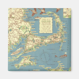 Vintage Cape Cod Map (1940) Magnet