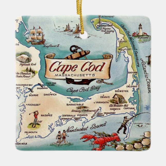 Vintage Cape Cod Mass Ornament (Front)