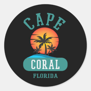 Vintage Cape Coral Florida Beaches Novelty Art Pal Classic Round Sticker