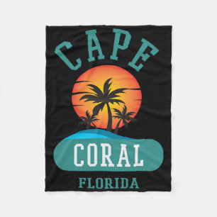 Vintage Cape Coral Florida Beaches Novelty Art Pal Fleece Blanket