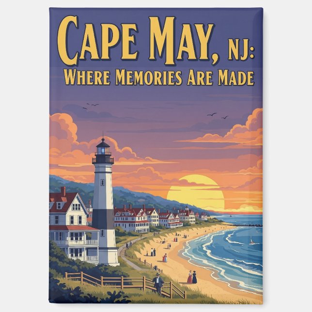 Vintage Cape May New Jersey Travel Magnet (Front)