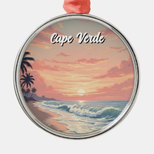 Vintage Cape Verde Sunset Metal Tree Decoration