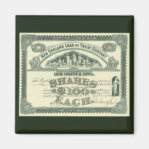 Vintage Capital Stock Certificate Business Finance Magnet