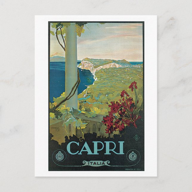 Vintage Capri Italy Travel Ad Postcard (Front)