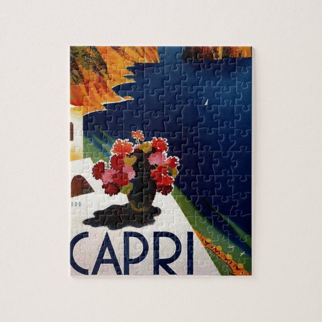 Vintage Capri Italy Travel Scenic Illustration Jigsaw Puzzle (Vertical)