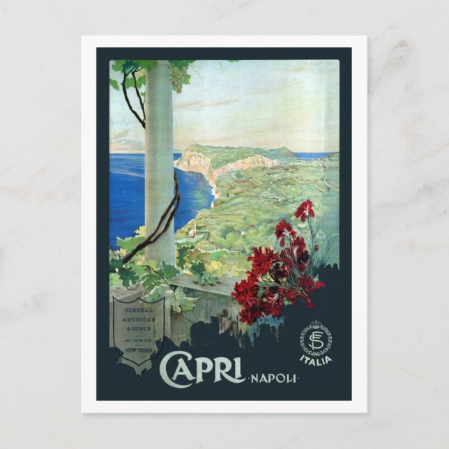 Vintage Capri Napoli Italy Travel Poster Postcard (Front)