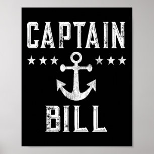 Vintage Captain Bill Boat Owner Art Boating Theme Poster