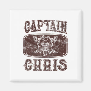 Vintage Captain Chris Personalised Pirate Pontoon Magnet