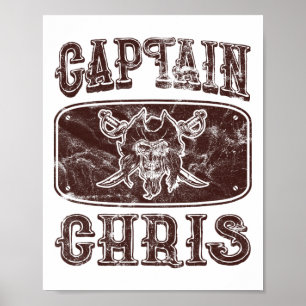 Vintage Captain Chris Personalised Pirate Pontoon Poster